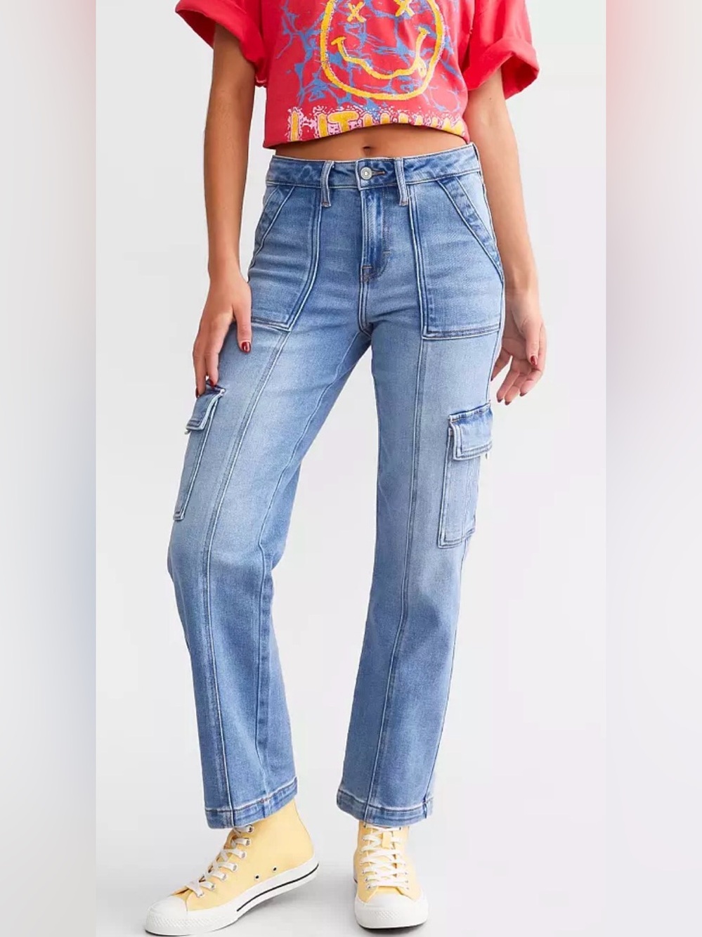 HIDDEN Tracey Cargo Straight Stretch Jean